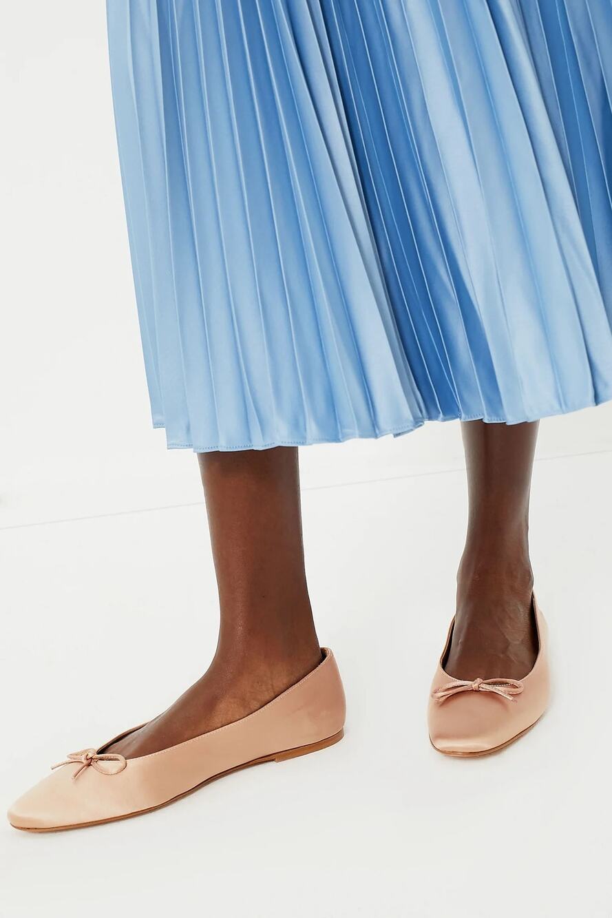 Flattered Bodi Ballet Flats Shoes Bow Satin Ballerina Romantic Casual Preppy 7